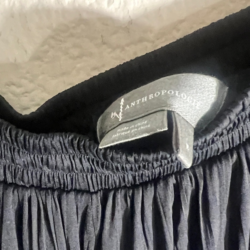 Anthropologie Black Pleated Maxi Skirt Sz M | Minimalist NWOT - Picture 3 of 8